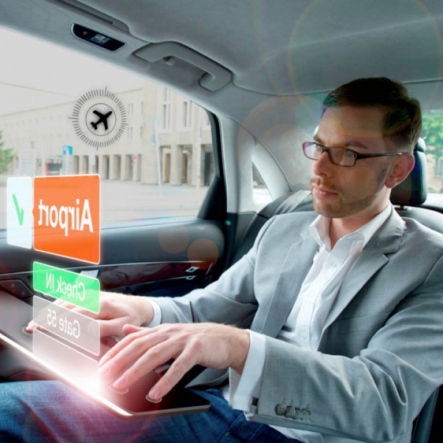 A conceptual rendering of future enjoyable rear seat human-computer interaction.